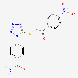 4-(5-{[2-(4-nitrophenyl)-2-oxoethyl]thio}-1H-tetrazol-1-yl)benzamide