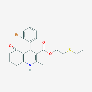 molecular formula C21H24BrNO3S B5089375 2-(ethylthio)ethyl 4-(2-bromophenyl)-2-methyl-5-oxo-1,4,5,6,7,8-hexahydro-3-quinolinecarboxylate 