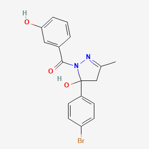 molecular formula C17H15BrN2O3 B5089401 5-(4-bromophenyl)-1-(3-hydroxybenzoyl)-3-methyl-4,5-dihydro-1H-pyrazol-5-ol 
