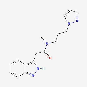 molecular formula C16H19N5O B5089406 2-(1H-indazol-3-yl)-N-methyl-N-[3-(1H-pyrazol-1-yl)propyl]acetamide 