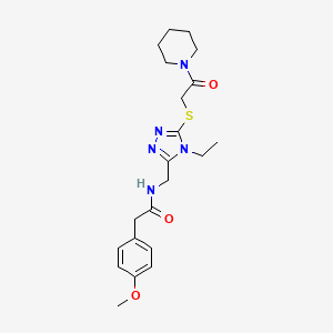 molecular formula C21H29N5O3S B5089413 N-[(4-ethyl-5-{[2-oxo-2-(1-piperidinyl)ethyl]thio}-4H-1,2,4-triazol-3-yl)methyl]-2-(4-methoxyphenyl)acetamide 