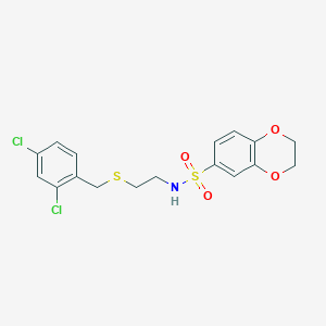 molecular formula C17H17Cl2NO4S2 B5089486 N-{2-[(2,4-dichlorobenzyl)thio]ethyl}-2,3-dihydro-1,4-benzodioxine-6-sulfonamide 