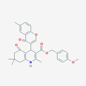 molecular formula C31H31NO6 B5089504 4-methoxybenzyl 2,7,7-trimethyl-4-(6-methyl-4-oxo-4H-chromen-3-yl)-5-oxo-1,4,5,6,7,8-hexahydro-3-quinolinecarboxylate 