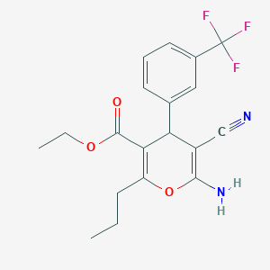 molecular formula C19H19F3N2O3 B5089518 ethyl 6-amino-5-cyano-2-propyl-4-[3-(trifluoromethyl)phenyl]-4H-pyran-3-carboxylate 