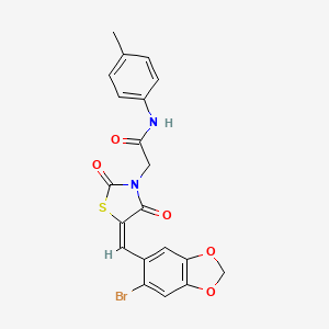 molecular formula C20H15BrN2O5S B5089549 2-{5-[(6-bromo-1,3-benzodioxol-5-yl)methylene]-2,4-dioxo-1,3-thiazolidin-3-yl}-N-(4-methylphenyl)acetamide 