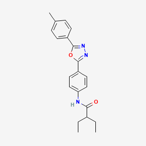 molecular formula C21H23N3O2 B5089558 2-ethyl-N-{4-[5-(4-methylphenyl)-1,3,4-oxadiazol-2-yl]phenyl}butanamide 