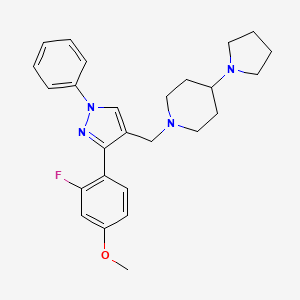 molecular formula C26H31FN4O B5089562 1-{[3-(2-fluoro-4-methoxyphenyl)-1-phenyl-1H-pyrazol-4-yl]methyl}-4-(1-pyrrolidinyl)piperidine 