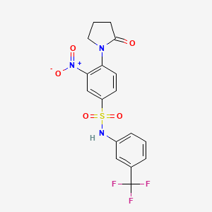 molecular formula C17H14F3N3O5S B5089564 3-nitro-4-(2-oxo-1-pyrrolidinyl)-N-[3-(trifluoromethyl)phenyl]benzenesulfonamide 