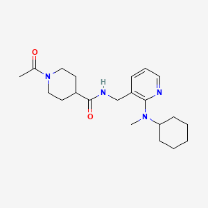 molecular formula C21H32N4O2 B5089616 1-acetyl-N-({2-[cyclohexyl(methyl)amino]-3-pyridinyl}methyl)-4-piperidinecarboxamide 