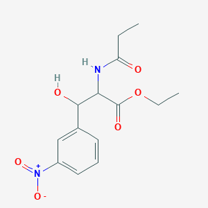 ethyl beta-hydroxy-3-nitro-N-propionylphenylalaninate