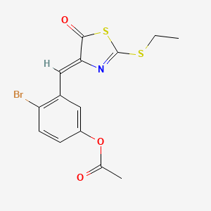 molecular formula C14H12BrNO3S2 B5089645 4-bromo-3-{[2-(ethylthio)-5-oxo-1,3-thiazol-4(5H)-ylidene]methyl}phenyl acetate 