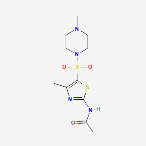 molecular formula C11H18N4O3S2 B5089650 N-{4-methyl-5-[(4-methyl-1-piperazinyl)sulfonyl]-1,3-thiazol-2-yl}acetamide 