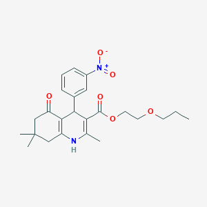 molecular formula C24H30N2O6 B5089716 2-propoxyethyl 2,7,7-trimethyl-4-(3-nitrophenyl)-5-oxo-1,4,5,6,7,8-hexahydro-3-quinolinecarboxylate 