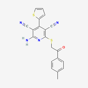 molecular formula C20H14N4OS2 B5089727 2-amino-6-{[2-(4-methylphenyl)-2-oxoethyl]thio}-4-(2-thienyl)-3,5-pyridinedicarbonitrile 
