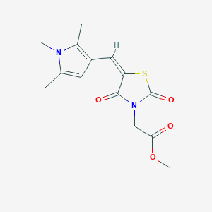 molecular formula C15H18N2O4S B5089733 ethyl {2,4-dioxo-5-[(1,2,5-trimethyl-1H-pyrrol-3-yl)methylene]-1,3-thiazolidin-3-yl}acetate 