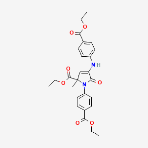 molecular formula C26H28N2O7 B5089748 ethyl 1-[4-(ethoxycarbonyl)phenyl]-4-{[4-(ethoxycarbonyl)phenyl]amino}-2-methyl-5-oxo-2,5-dihydro-1H-pyrrole-2-carboxylate 
