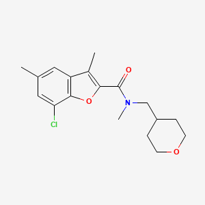 molecular formula C18H22ClNO3 B5089786 7-chloro-N,3,5-trimethyl-N-(tetrahydro-2H-pyran-4-ylmethyl)-1-benzofuran-2-carboxamide 