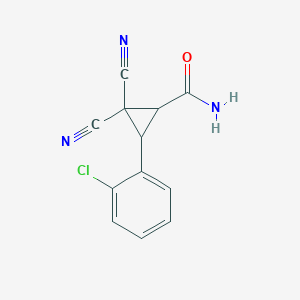 molecular formula C12H8ClN3O B5089835 3-(2-chlorophenyl)-2,2-dicyanocyclopropanecarboxamide 