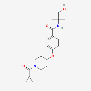 molecular formula C20H28N2O4 B5089859 4-{[1-(cyclopropylcarbonyl)-4-piperidinyl]oxy}-N-(2-hydroxy-1,1-dimethylethyl)benzamide 