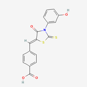 4-{[3-(3-hydroxyphenyl)-4-oxo-2-thioxo-1,3-thiazolidin-5-ylidene]methyl}benzoic acid