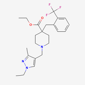 molecular formula C23H30F3N3O2 B5089923 ethyl 1-[(1-ethyl-3-methyl-1H-pyrazol-4-yl)methyl]-4-[2-(trifluoromethyl)benzyl]-4-piperidinecarboxylate 