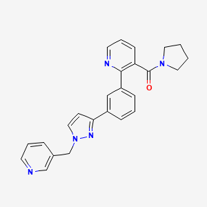 molecular formula C25H23N5O B5089957 2-{3-[1-(3-pyridinylmethyl)-1H-pyrazol-3-yl]phenyl}-3-(1-pyrrolidinylcarbonyl)pyridine 