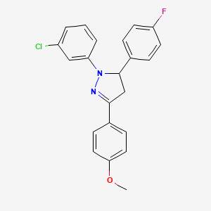 molecular formula C22H18ClFN2O B5089971 1-(3-chlorophenyl)-5-(4-fluorophenyl)-3-(4-methoxyphenyl)-4,5-dihydro-1H-pyrazole 