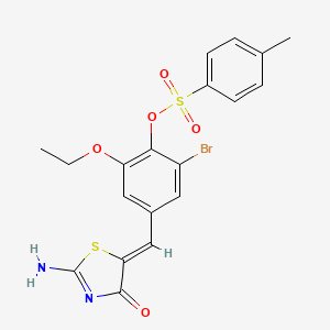 2-bromo-6-ethoxy-4-[(2-imino-4-oxo-1,3-thiazolidin-5-ylidene)methyl]phenyl 4-methylbenzenesulfonate