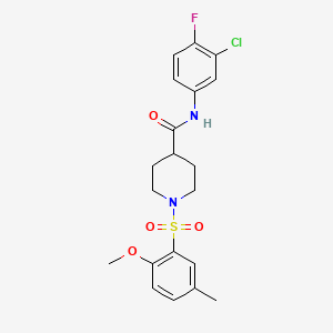 N-(3-chloro-4-fluorophenyl)-1-[(2-methoxy-5-methylphenyl)sulfonyl]-4-piperidinecarboxamide