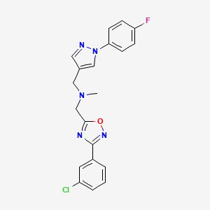 molecular formula C20H17ClFN5O B5090062 1-[3-(3-chlorophenyl)-1,2,4-oxadiazol-5-yl]-N-{[1-(4-fluorophenyl)-1H-pyrazol-4-yl]methyl}-N-methylmethanamine 