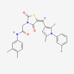 molecular formula C26H24FN3O3S B5090124 N-(3,4-dimethylphenyl)-2-(5-{[1-(3-fluorophenyl)-2,5-dimethyl-1H-pyrrol-3-yl]methylene}-2,4-dioxo-1,3-thiazolidin-3-yl)acetamide 