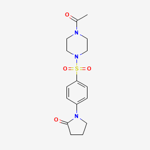 molecular formula C16H21N3O4S B5090179 1-{4-[(4-acetyl-1-piperazinyl)sulfonyl]phenyl}-2-pyrrolidinone 