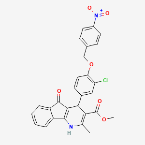 molecular formula C28H21ClN2O6 B5090182 methyl 4-{3-chloro-4-[(4-nitrobenzyl)oxy]phenyl}-2-methyl-5-oxo-4,5-dihydro-1H-indeno[1,2-b]pyridine-3-carboxylate 
