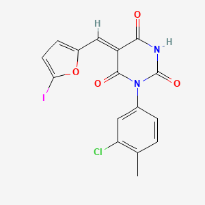 1-(3-chloro-4-methylphenyl)-5-[(5-iodo-2-furyl)methylene]-2,4,6(1H,3H,5H)-pyrimidinetrione