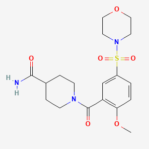 molecular formula C18H25N3O6S B5090228 1-[2-methoxy-5-(4-morpholinylsulfonyl)benzoyl]-4-piperidinecarboxamide 