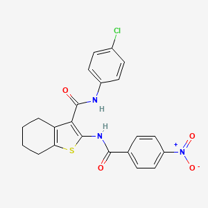 molecular formula C22H18ClN3O4S B5090280 N-(4-chlorophenyl)-2-[(4-nitrobenzoyl)amino]-4,5,6,7-tetrahydro-1-benzothiophene-3-carboxamide 