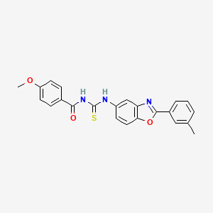 molecular formula C23H19N3O3S B5090371 4-methoxy-N-({[2-(3-methylphenyl)-1,3-benzoxazol-5-yl]amino}carbonothioyl)benzamide 