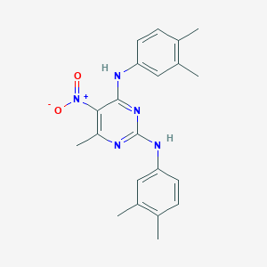 molecular formula C21H23N5O2 B5090439 N,N'-bis(3,4-dimethylphenyl)-6-methyl-5-nitro-2,4-pyrimidinediamine 