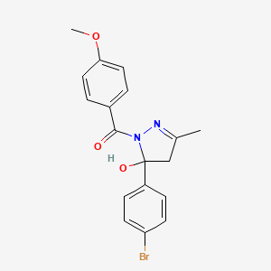 molecular formula C18H17BrN2O3 B5090486 5-(4-bromophenyl)-1-(4-methoxybenzoyl)-3-methyl-4,5-dihydro-1H-pyrazol-5-ol 