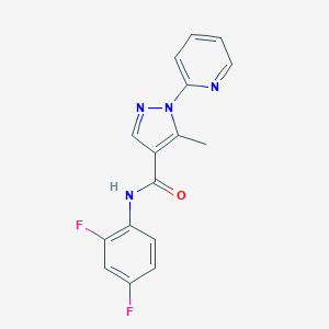 molecular formula C16H12F2N4O B509052 N-(2,4-difluorophenyl)-5-methyl-1-(2-pyridinyl)-1H-pyrazole-4-carboxamide CAS No. 1135373-49-7