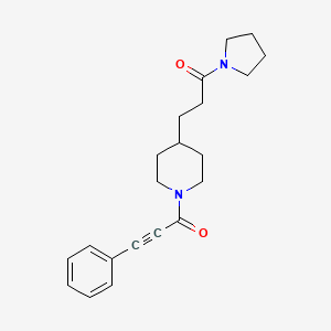 molecular formula C21H26N2O2 B5090537 4-[3-oxo-3-(1-pyrrolidinyl)propyl]-1-(3-phenyl-2-propynoyl)piperidine 