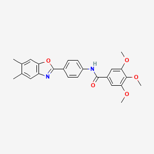 molecular formula C25H24N2O5 B5090548 N-[4-(5,6-dimethyl-1,3-benzoxazol-2-yl)phenyl]-3,4,5-trimethoxybenzamide 