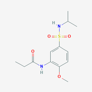 molecular formula C13H20N2O4S B5090556 N-{5-[(isopropylamino)sulfonyl]-2-methoxyphenyl}propanamide 
