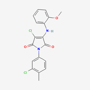 molecular formula C18H14Cl2N2O3 B5090560 3-chloro-1-(3-chloro-4-methylphenyl)-4-[(2-methoxyphenyl)amino]-1H-pyrrole-2,5-dione 