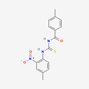 molecular formula C16H15N3O3S B5090576 4-methyl-N-{[(4-methyl-2-nitrophenyl)amino]carbonothioyl}benzamide 