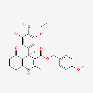 molecular formula C27H28BrNO6 B5090586 4-methoxybenzyl 4-(3-bromo-5-ethoxy-4-hydroxyphenyl)-2-methyl-5-oxo-1,4,5,6,7,8-hexahydro-3-quinolinecarboxylate 