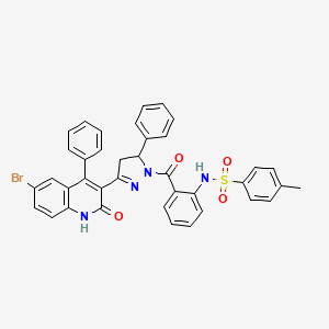 molecular formula C38H29BrN4O4S B5090594 N-(2-{[3-(6-bromo-2-oxo-4-phenyl-1,2-dihydro-3-quinolinyl)-5-phenyl-4,5-dihydro-1H-pyrazol-1-yl]carbonyl}phenyl)-4-methylbenzenesulfonamide 