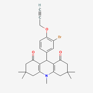 molecular formula C27H30BrNO3 B5090599 9-[3-bromo-4-(2-propyn-1-yloxy)phenyl]-3,3,6,6,10-pentamethyl-3,4,6,7,9,10-hexahydro-1,8(2H,5H)-acridinedione 