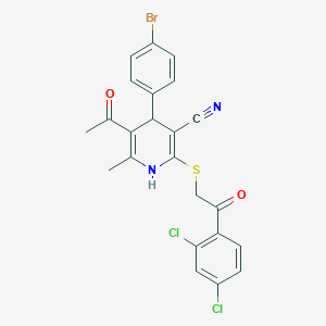 molecular formula C23H17BrCl2N2O2S B5090624 5-acetyl-4-(4-bromophenyl)-2-{[2-(2,4-dichlorophenyl)-2-oxoethyl]thio}-6-methyl-1,4-dihydro-3-pyridinecarbonitrile 