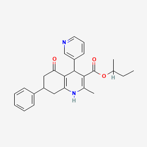 molecular formula C26H28N2O3 B5090651 sec-butyl 2-methyl-5-oxo-7-phenyl-4-(3-pyridinyl)-1,4,5,6,7,8-hexahydro-3-quinolinecarboxylate 
